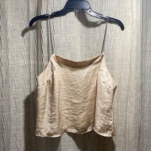 100% polyester mini top with rhinestone straps